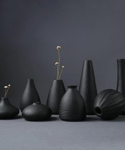 Black as Night Textured Ceramic Vases