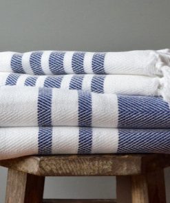 Herringbone Towels - Navy