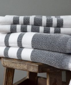 Herringbone Towels - Black