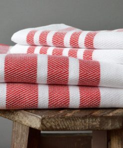Herringbone Towels - Red