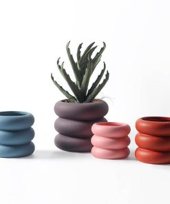 Round Rolls Ceramic Plant Pot - Final Sale