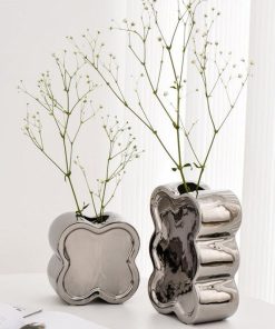 Steel Rose Plated Ceramic Vases